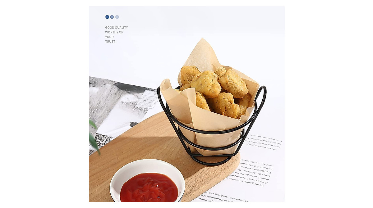 luzen 2Pcs Wire Metal French Fries Stand Rack Holder Chips Snack Fried ...