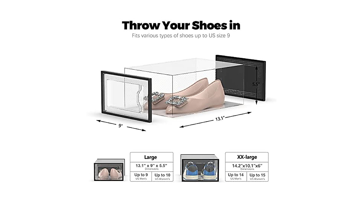 SEE SPRING Clear Shoe Storage Boxes - Pack of 12