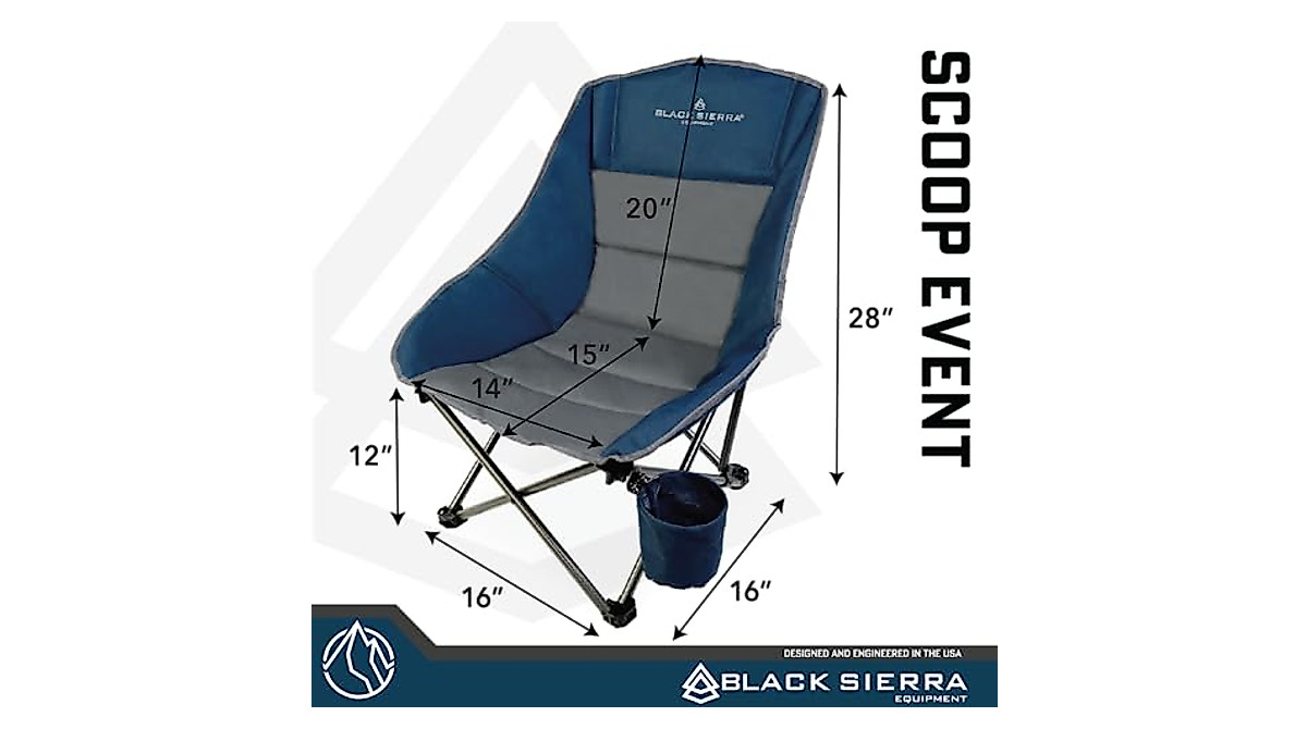 Black Sierra Deluxe Compact Camping Chair - Comfort & Portability