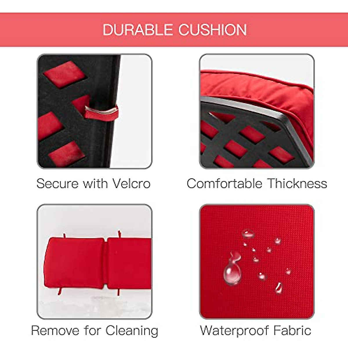 HOMEFUN Outdoor Chaise Lounge Set with Red Cushions | Adjustable ...