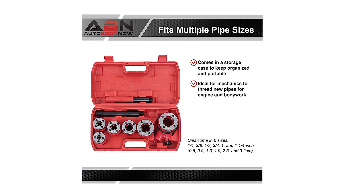 ABN Ratchet Pipe Threader Kit for 6 Pipe Sizes