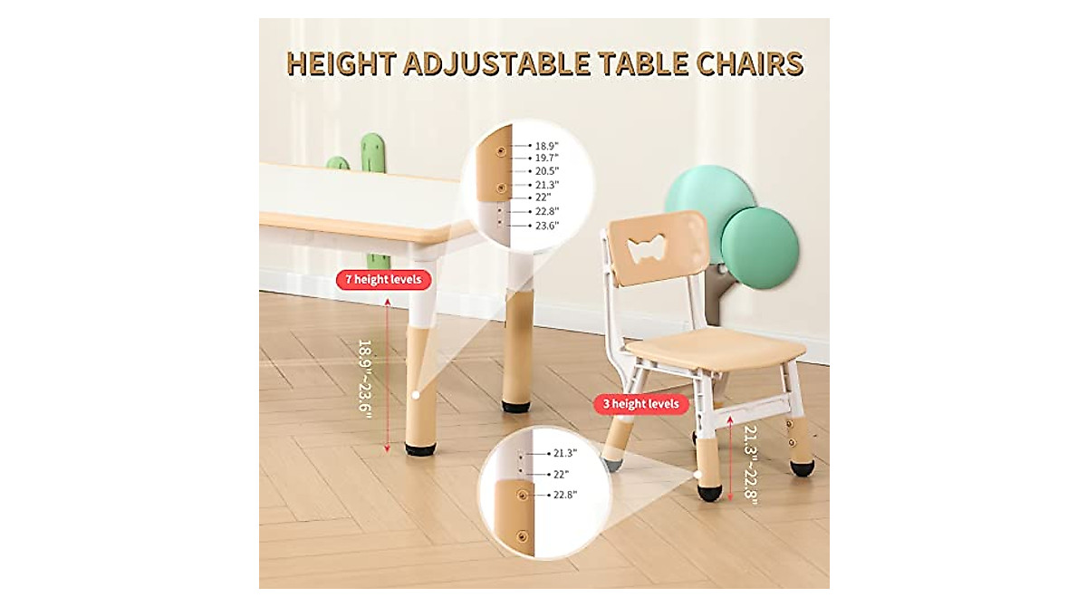 JIAOQIU Kids Height Adjustable Table & Chair Set