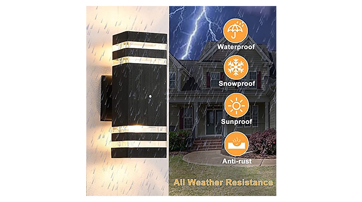 DASTOR Outdoor Wall Lights 2 Pack - Auto Dusk to Dawn & Waterproof
