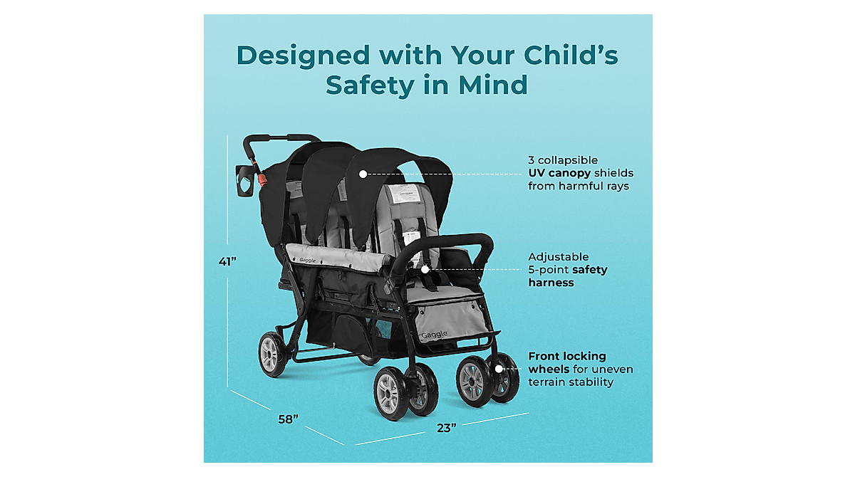 Gaggle Compass 3-Seat Stroller | Triple Stroller for Kids