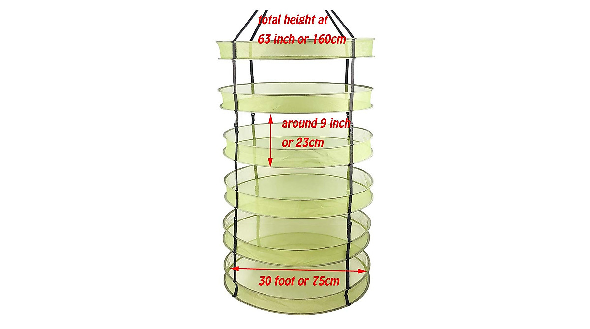 HORTIPOTS Herb Drying Rack 2.5ft Collapsible Hanging Net for Herbs & More