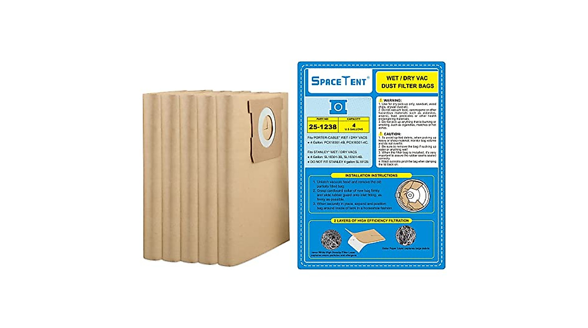 Stanley Vacuum Dust Filter Bags 4 Gallons Pkg/3