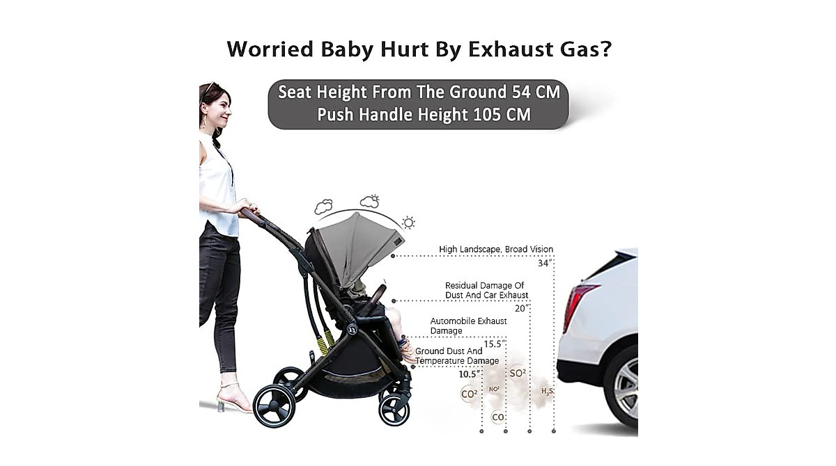 Coballe 2-in-1 Lightweight Baby Stroller in Gray