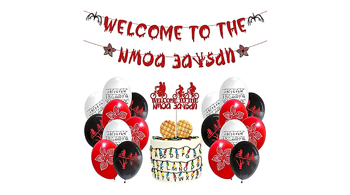 Stranger Party Supplies - Upside Down Banner & Balloons for Themed Parties