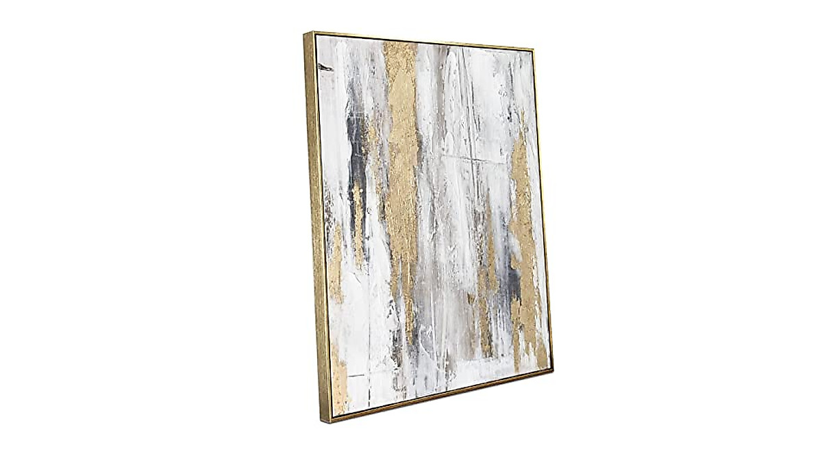 Zessonic Gold & Gray Abstract Wall Art - Modern Canvas Decor