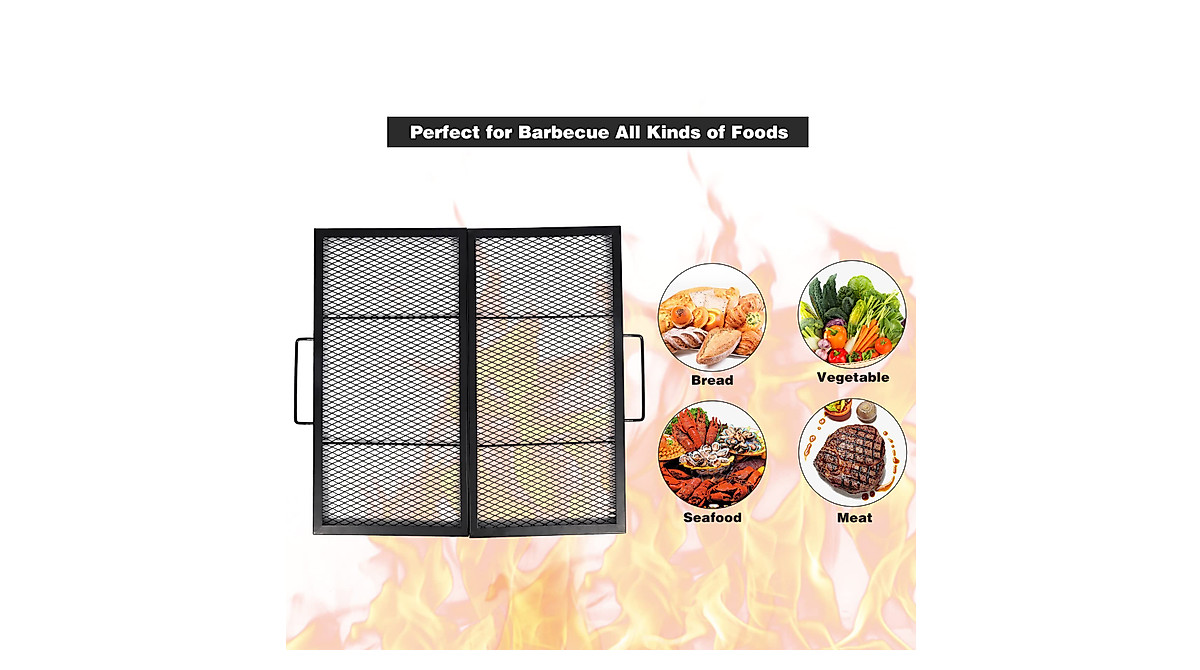 Lineslife Square Fire Pit Grill - Portable 30 Inch BBQ Cooking Rack