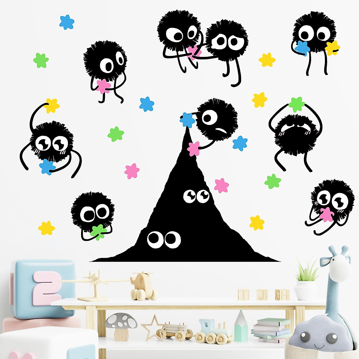 Colorful Mfault Soot Sprites Wall Decals for Kids Rooms