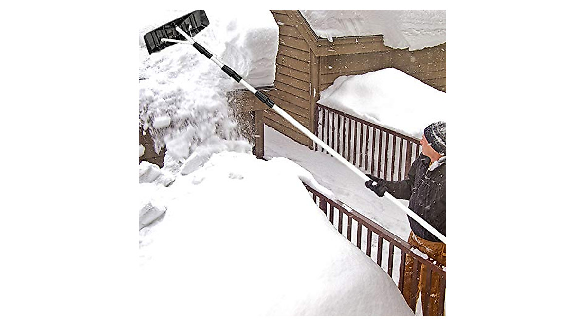 Happytools Telescoping Snow Roof Rake - Lightweight 21ft Snow Removal Tool