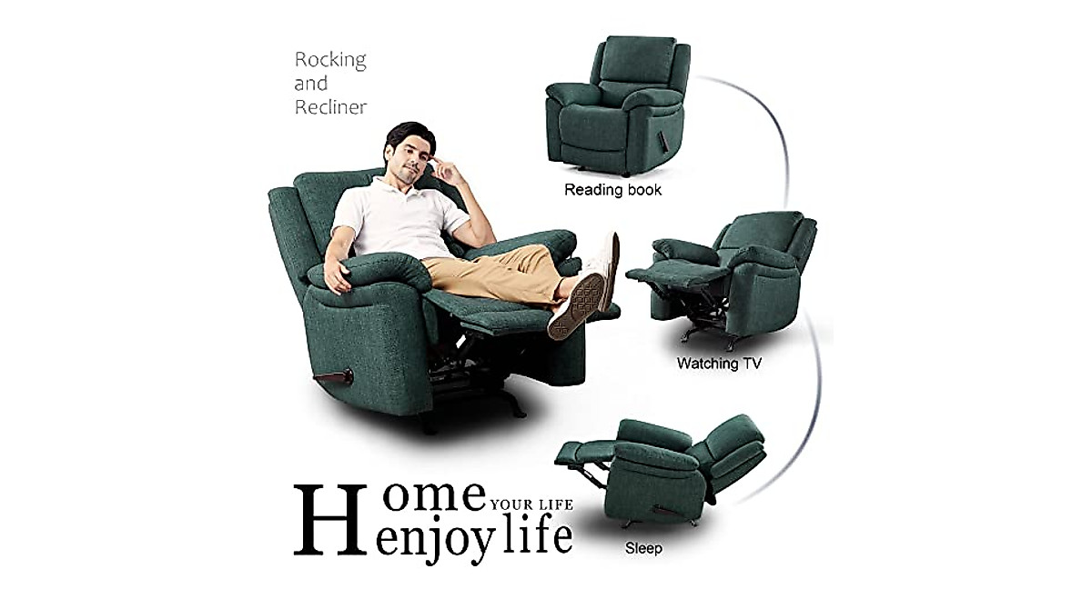 Limare Green Rocker Recliner: Comfy Push Back & Glider