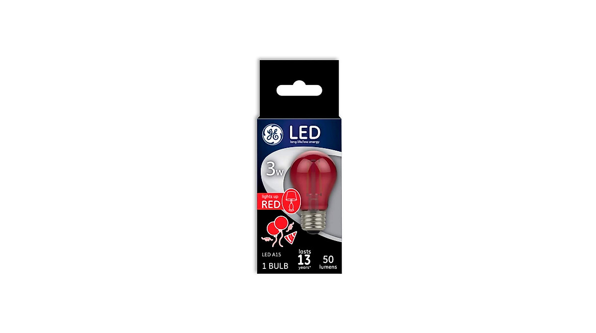 GE LED Party Light Bulb - Red A15 3-Watt