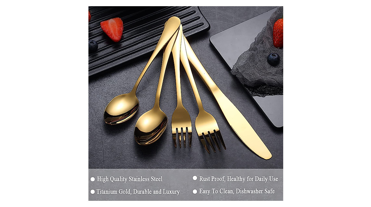 Berglander 20-Piece Gold Flatware Set - Elegant & Durable