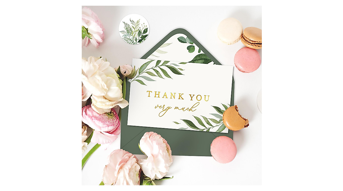 Elegant Greenery Thank You Cards Set | Whaline