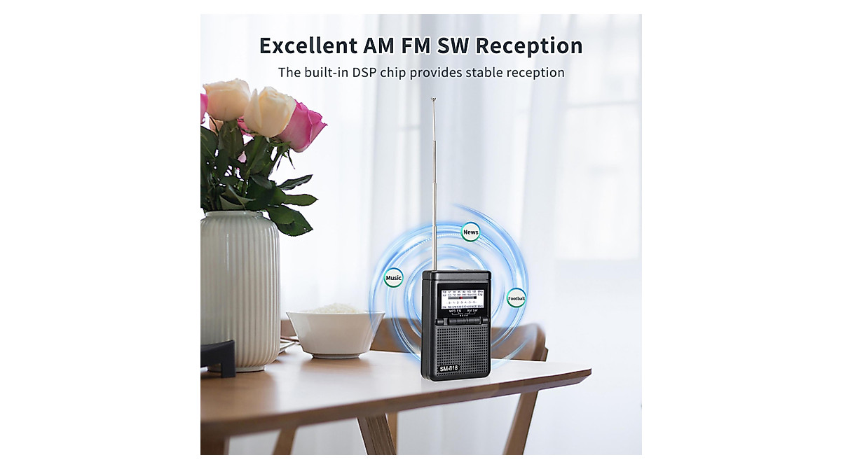 SEMIER Portable AM FM SW Pocket Radio with Earphone Jack