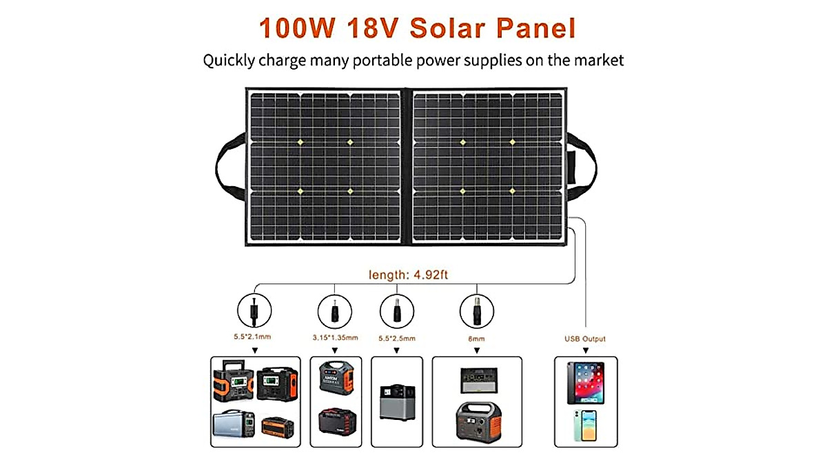 Portable 100W Solar Panel for Camping and Emergency Power