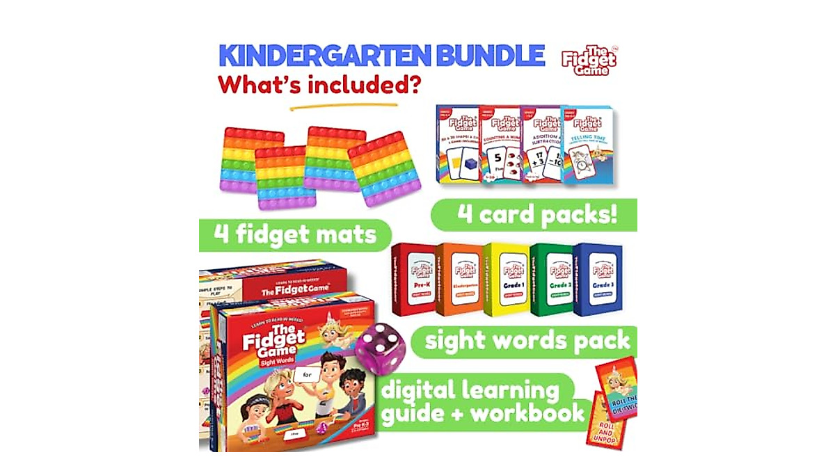 Fidget Game Kindergarten Learning Bundle for Reading & Math