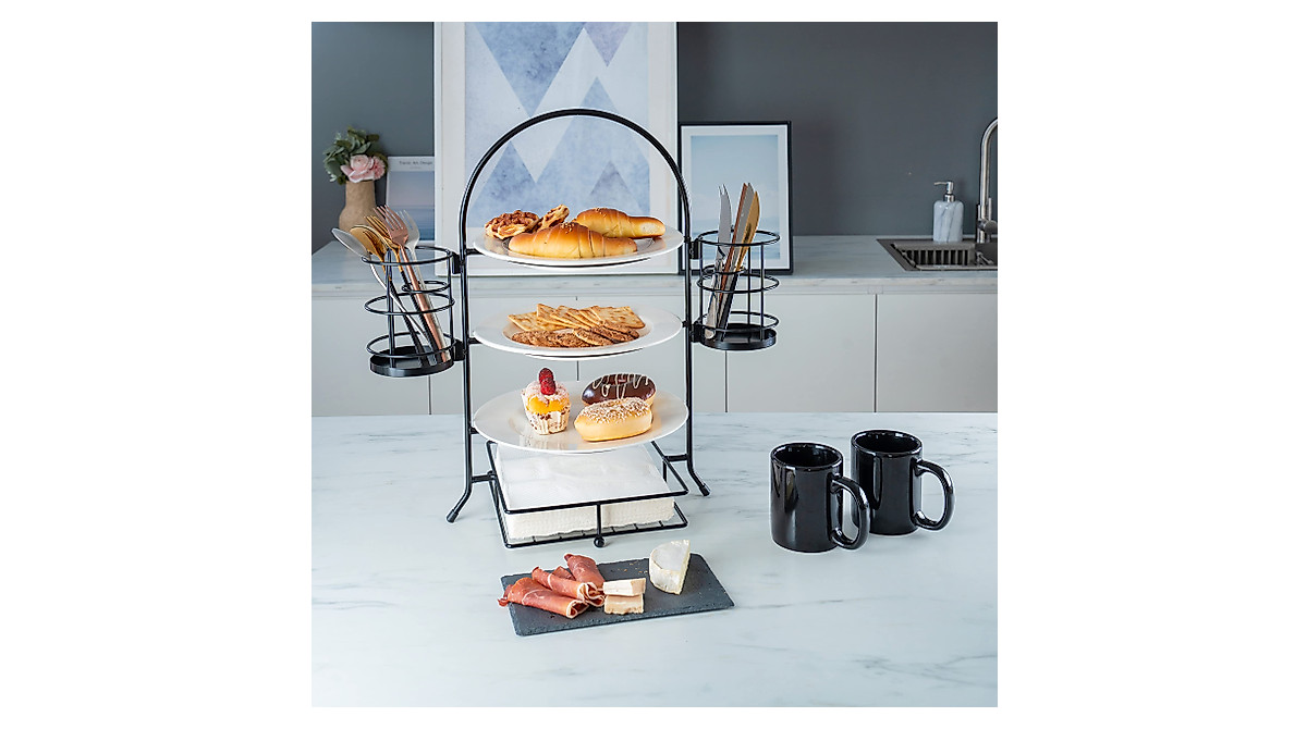 Creative Home 3-Tier Plate Rack Buffet Caddy for Easy Serving