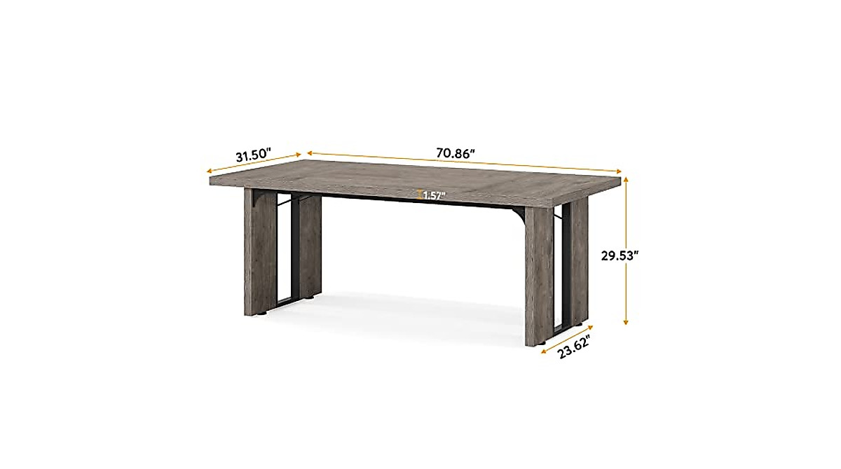 Tribesigns 71" Large Dining Table - Rustic Farmhouse Style for 6-8