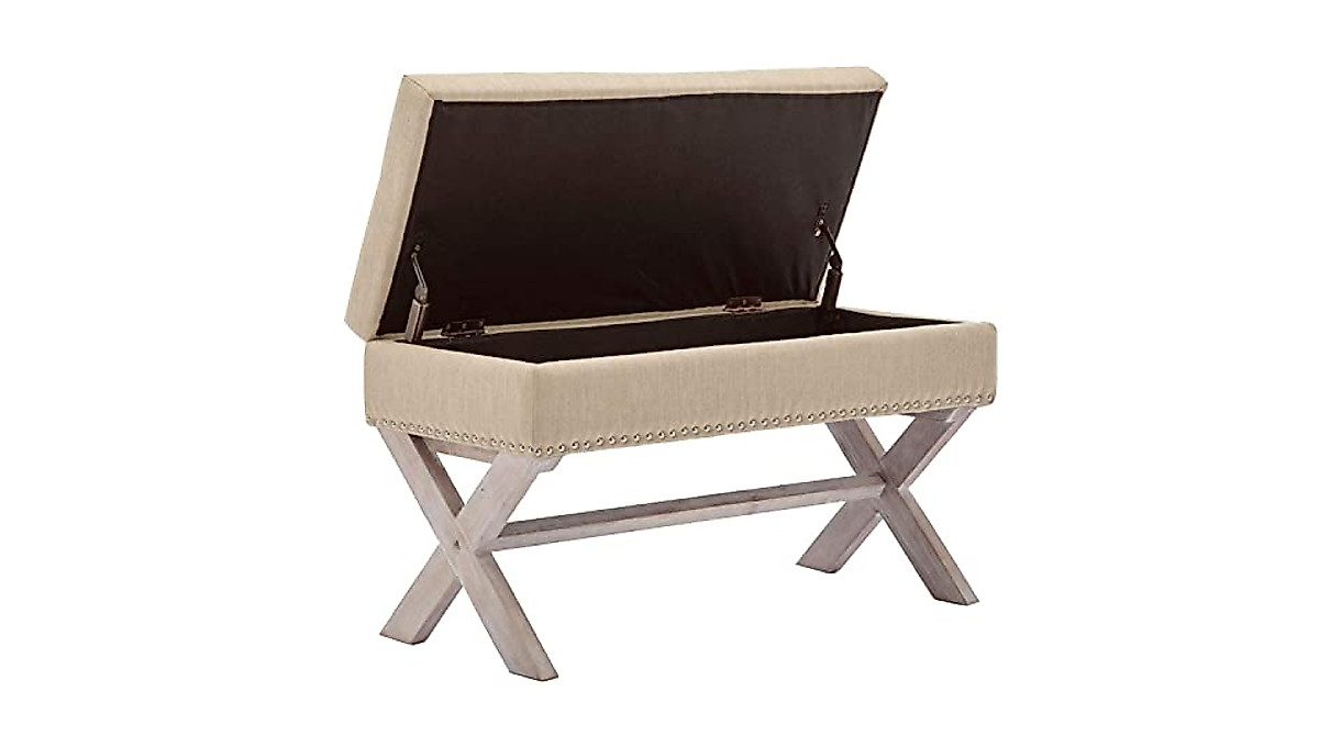 Chairus Upholstered Storage Bench - Modern Rustic 36-Inch Seat