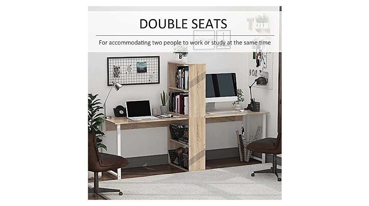 HOMCOM 88" Extra Long 2-Person Desk for Home Office