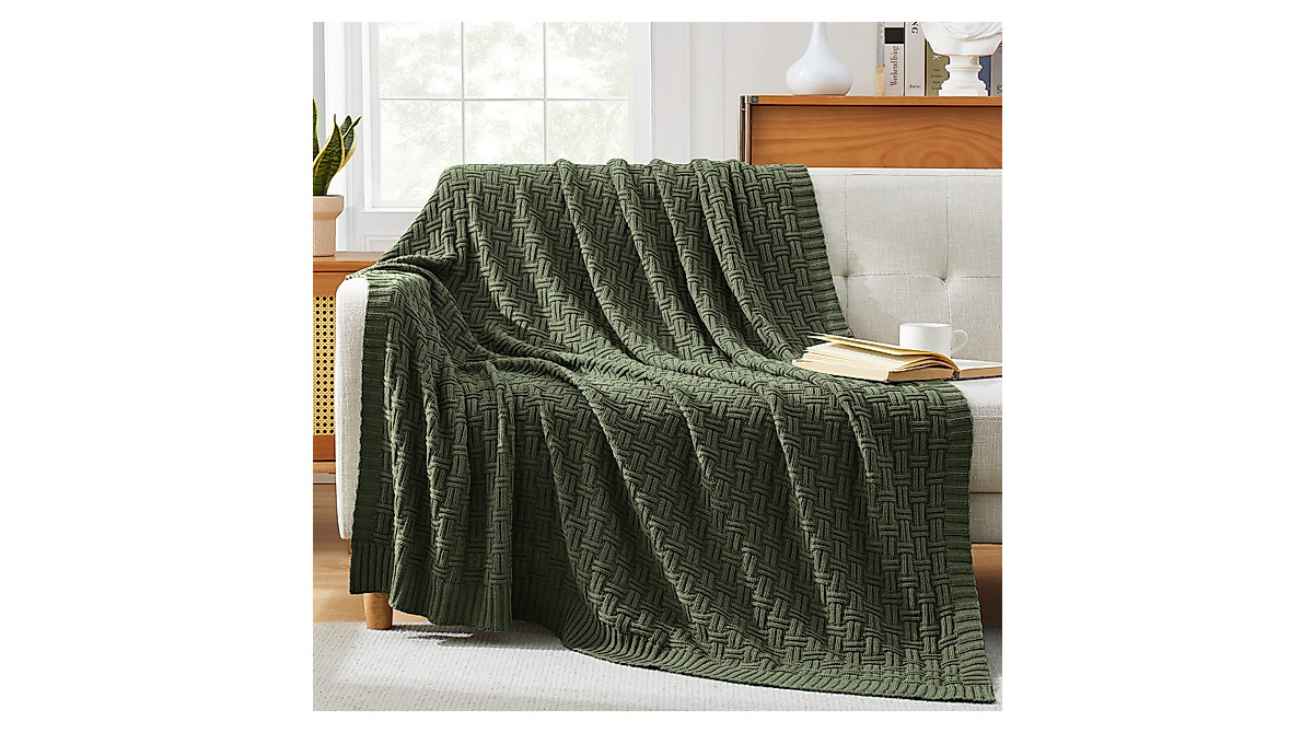 TREELY 100% Cotton Knitted Throw Blanket - Soft & Cozy
