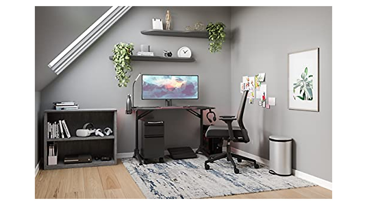 Safco Ultimate Gaming Desk with LED Lighting & Cup Holder