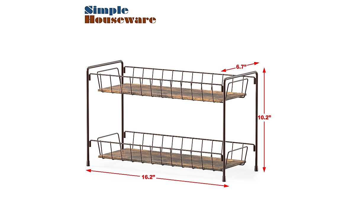 Simple Houseware 2-Tier Bronze Countertop Spice Rack for Kitchen ...