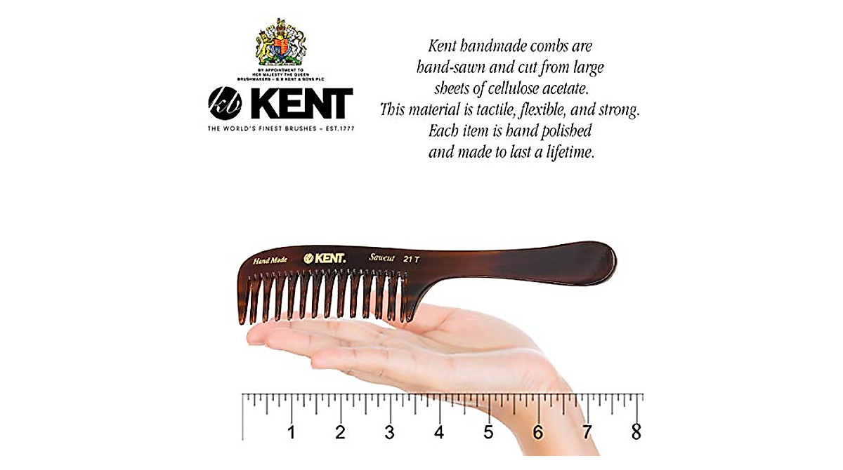 Kent 21T Detangling Comb - Wide Teeth for Thick & Curly Hair