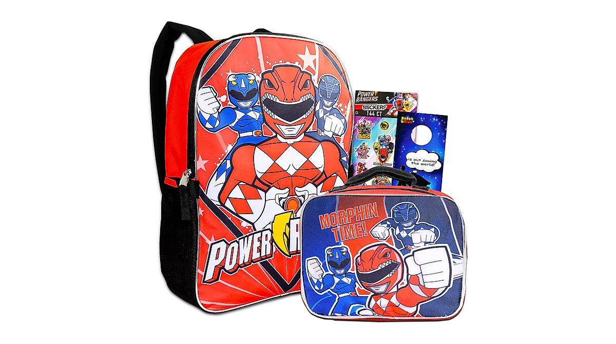 Power Rangers Backpack & Lunch Box Set for Kids - Cool School Supplies