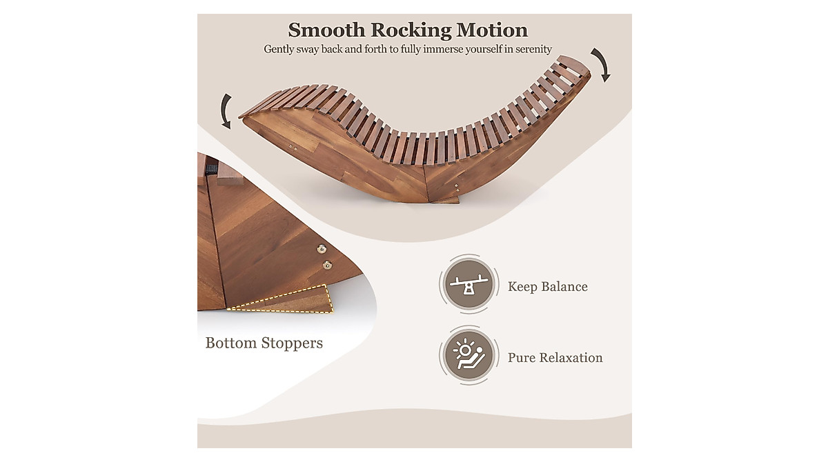 Tangkula Outdoor Acacia Wood Rocking Chair - Stress Relief