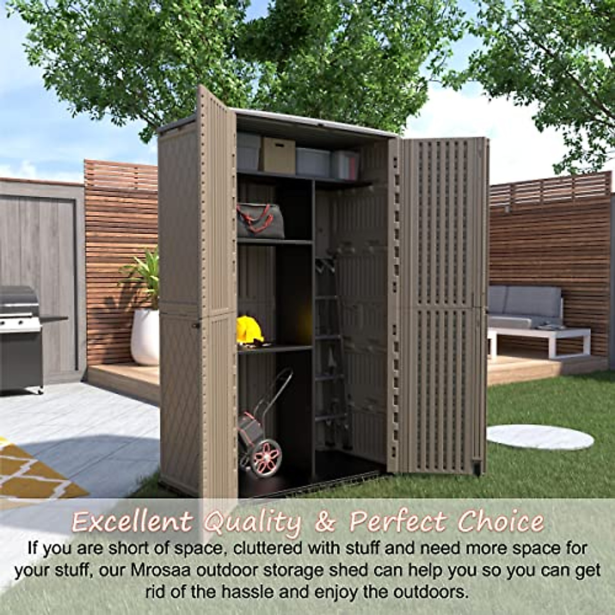 Mrosaa 52 Cu.ft Outdoor Storage Shed - Durable & Waterproof