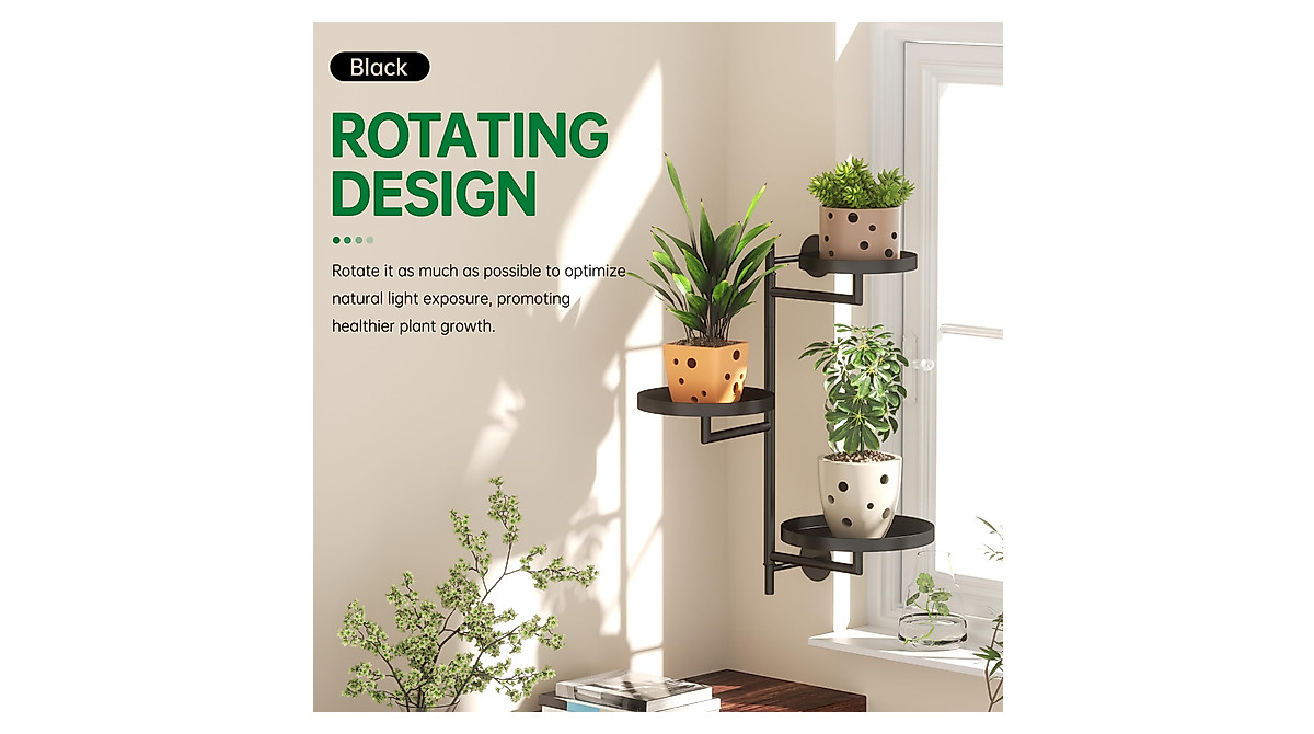 YFFSRJDJ Rotating Window Plant Shelves - 3-Tier Indoor Stand