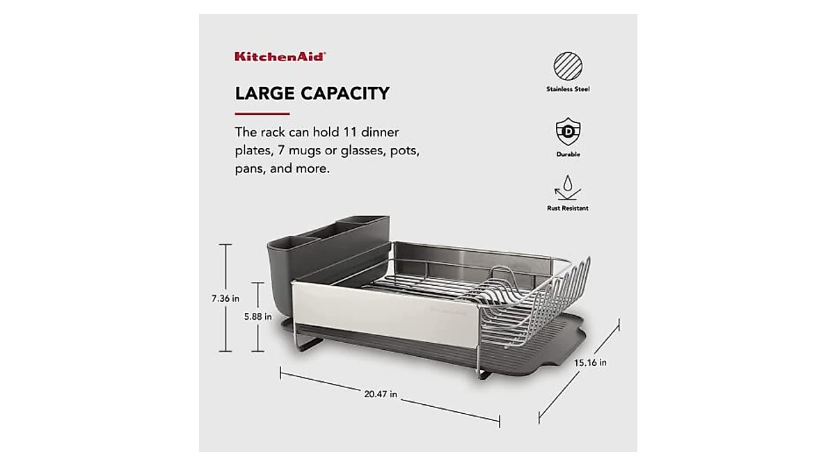KitchenAid Stainless Steel Dish Drying Rack - High Capacity