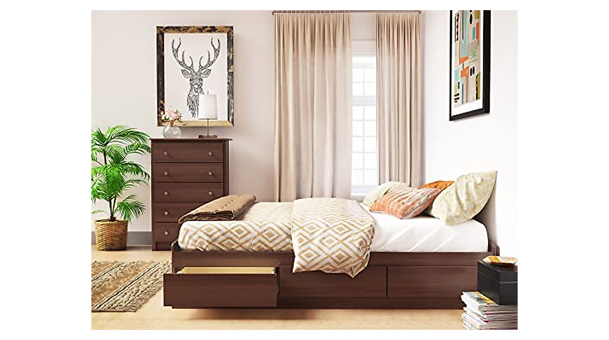 Prepac Mate's Queen Platform Bed with 6 Drawers