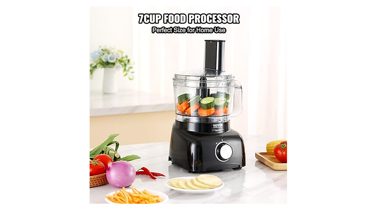 VEVOR Food Processor, 7 Cup Small Vegetable Chopper for Dough ...
