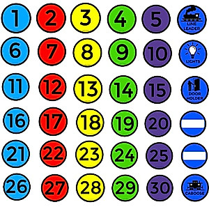 Classroom Floor Decals - 36 Multicolored Number Spots for Learning