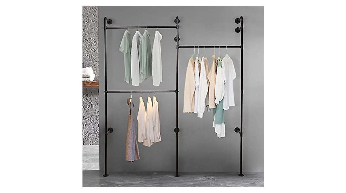 LiFuJunDong Wall Mounted Industrial Pipe Clothing Rack - Heavy Duty ...