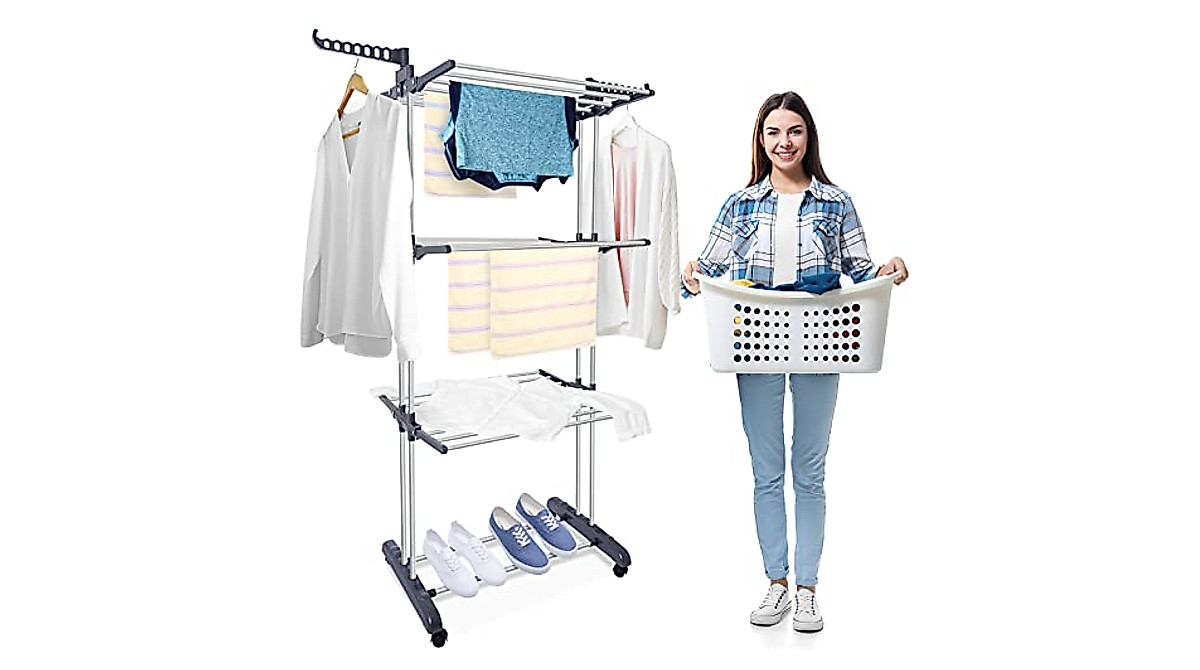 Kentaly 3-Tier Rolling Clothes Drying Rack