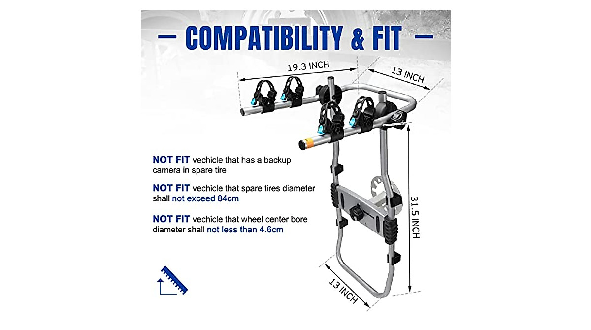 BUNKER INDUST 2-Bike Spare Tire Rack - Secure & Adjustable