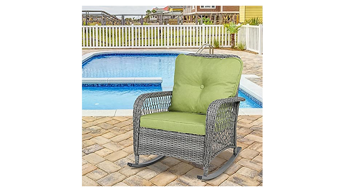 VONZOY Outdoor Rocking Chairs – Stylish Wicker Patio Furniture with ...