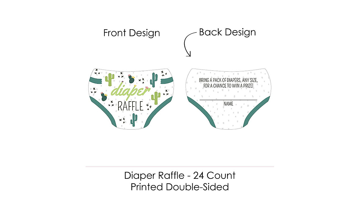 Prickly Cactus Diaper Raffle Tickets for Baby Shower - Set of 24