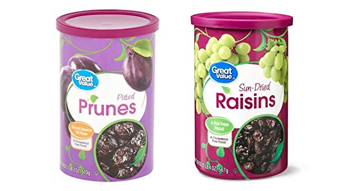 Healthy 2-Pack Dried Prunes & Raisins | Great Value Snacks