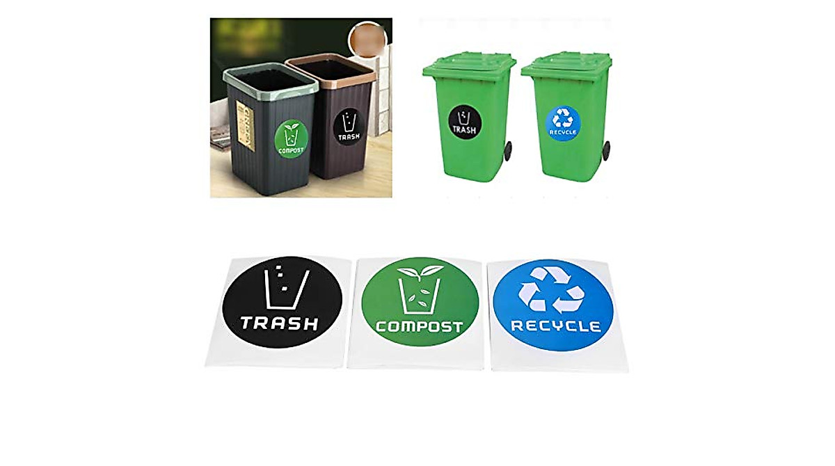 Aqur2020 60-Piece Trash & Recycling Stickers for Waste Sorting