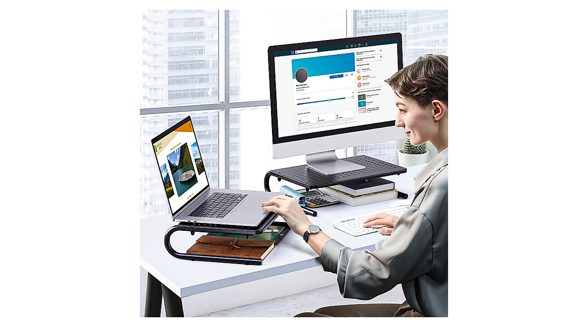 HUANUO Monitor Stand Riser for Ergonomic Desk Setup