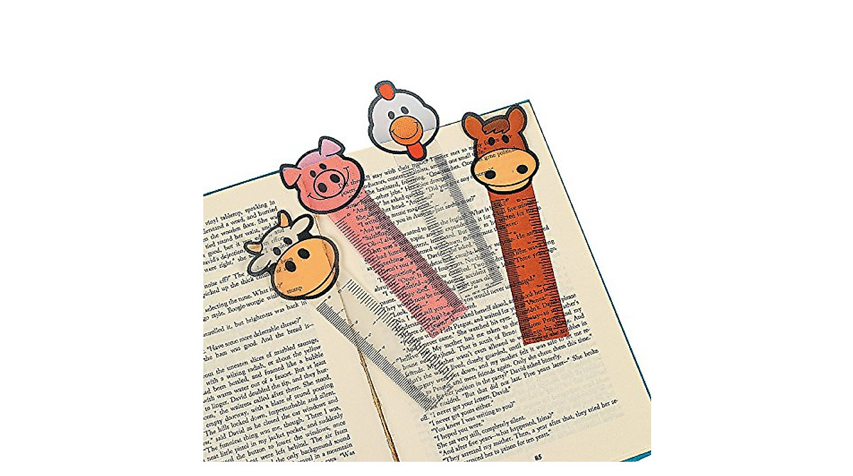 Farm Animal Bookmarks for Kids - Fun Classroom Prizes & Mini Ruler