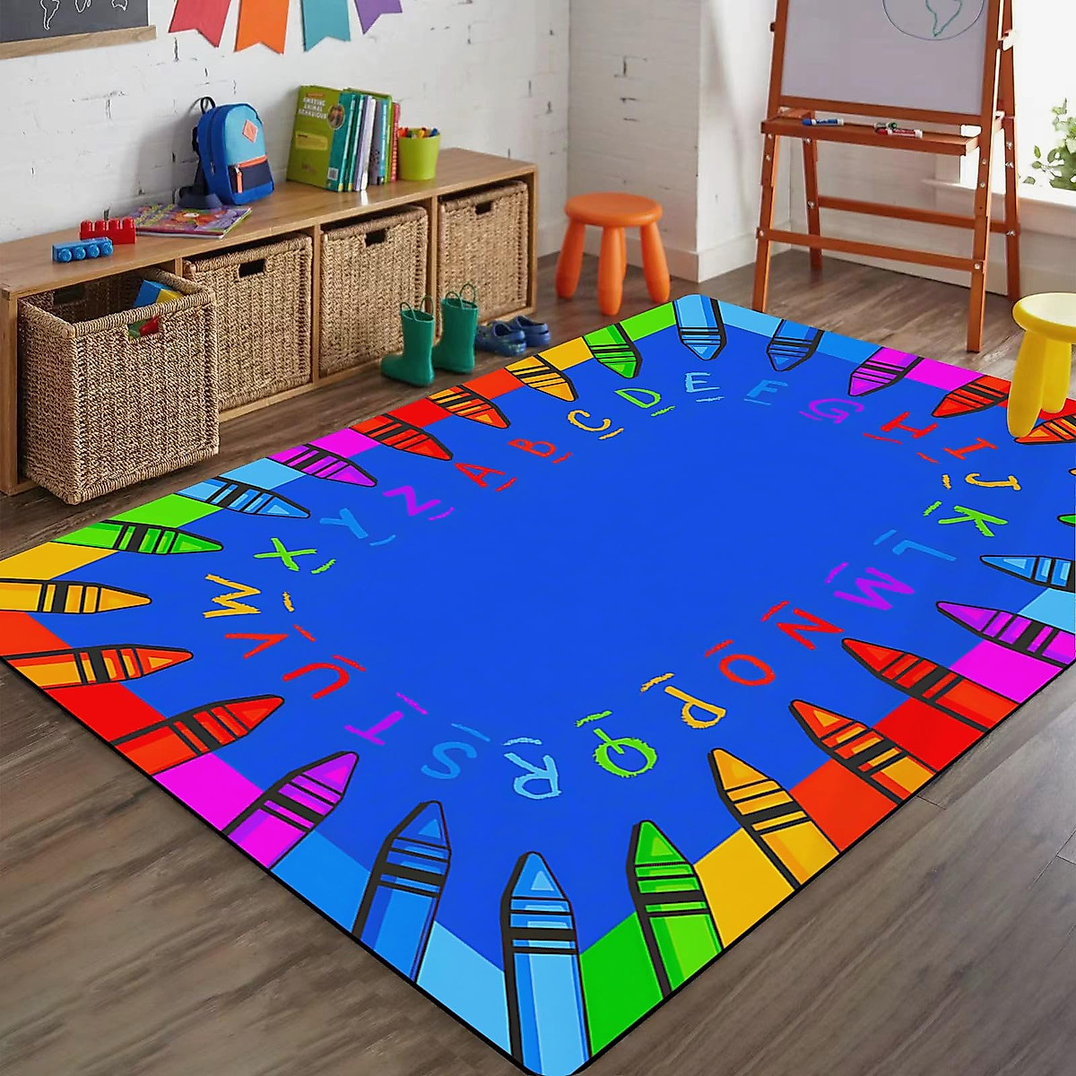 Colorful Educational Kids Rug: Alphabet & Learning Carpet 5x7ft
