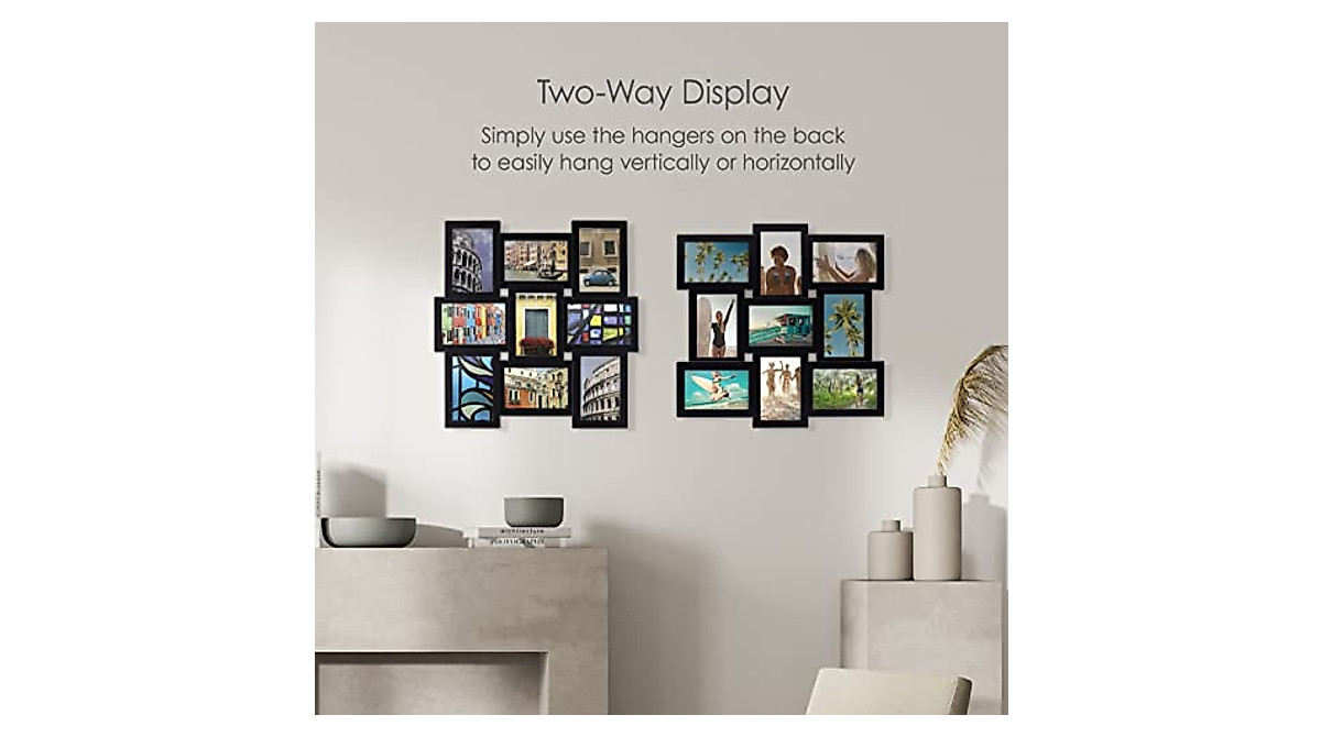 thumbnail image 2 of Melannco 9-Opening 4x6 Collage Picture Frame – Black Plastic, 18x18 Inches 2 of 6